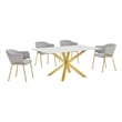 Best Quality Furniture Rectangular White Faux Marble Glass Dining Set