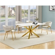 Best Quality Furniture Rectangular White Faux Marble Glass Dining Set