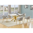 Best Quality Furniture Rectangular White Faux Marble Glass Dining Set