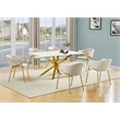 Best Quality Furniture Rectangular White Faux Marble Glass Dining Set