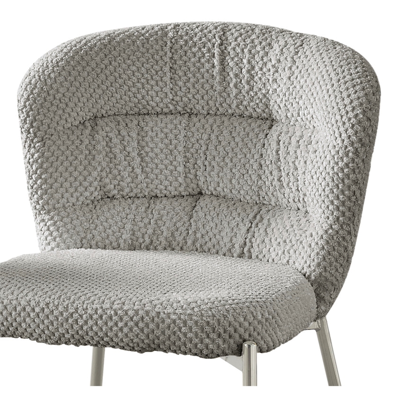 Best Quality Furniture Gray Fluffy Checker Textured Fabric Side Chairs