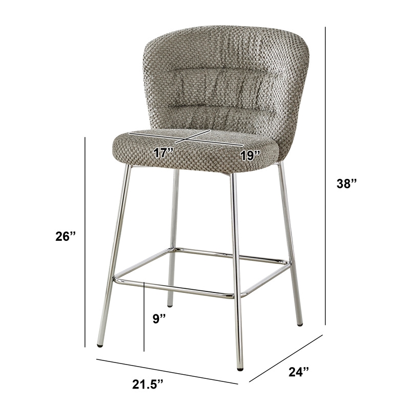 Best Quality Furniture Gray Fluffy Checker Textured Fabric Counter Chairs