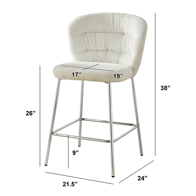 Best Quality Furniture Cream Fluffy Checker Textured Fabric Counter Chairs