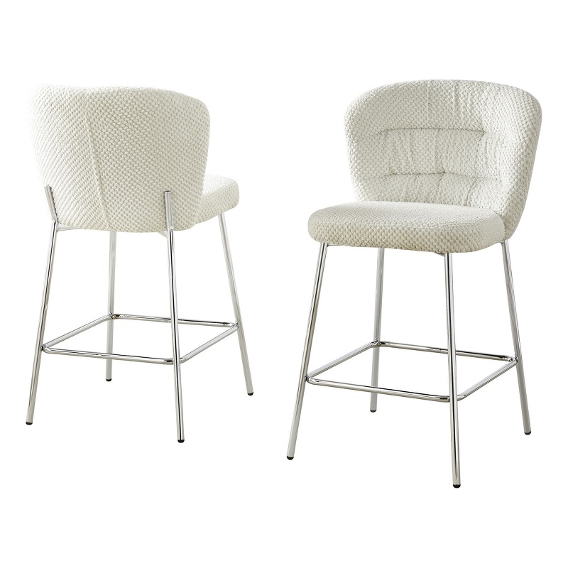 Best Quality Furniture Cream Fluffy Checker Textured Fabric Counter Chairs