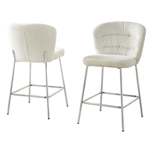 Best Quality Furniture Cream Fluffy Checker Textured Fabric Counter Chairs