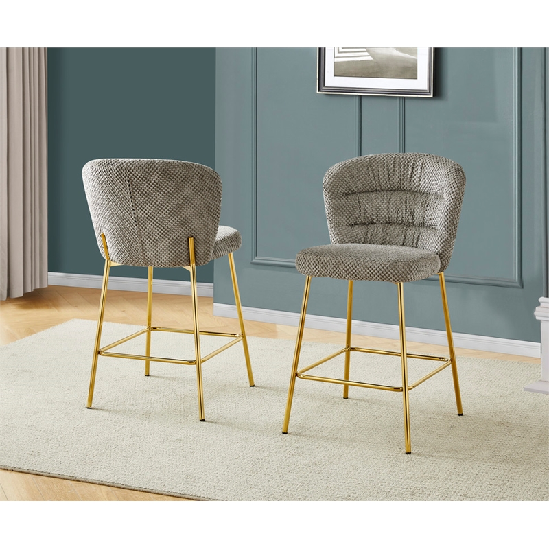 Best Quality Furniture Gray Fluffy Checker Textured Fabric Counter Chairs