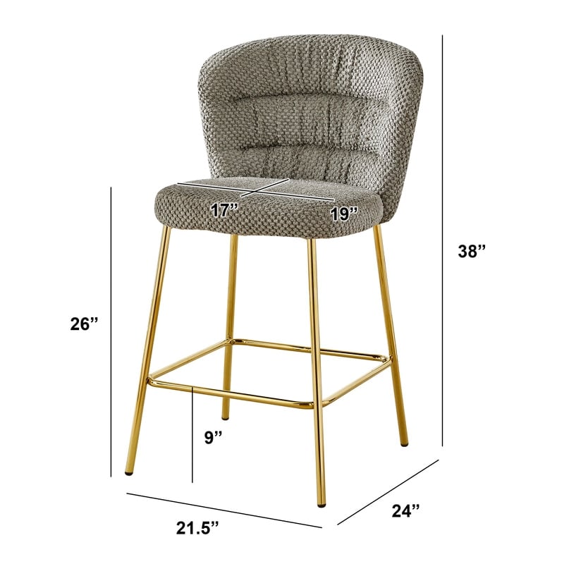 Best Quality Furniture Gray Fluffy Checker Textured Fabric Counter Chairs
