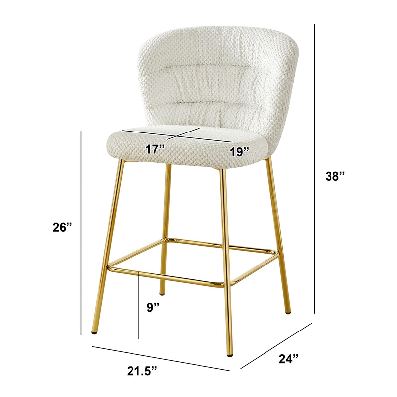 Best Quality Furniture Cream Fluffy Checker Textured Fabric Counter Chairs
