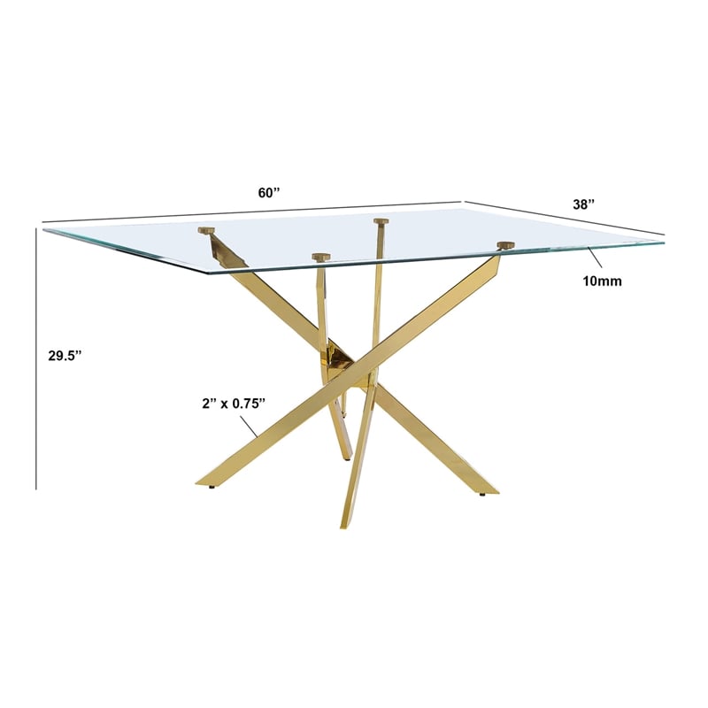 Best Quality Furniture Rectangular Clear Glass Dining Set with Linen Chairs