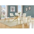 Best Quality Furniture Rectangular Clear Glass Dining Set with Fluffy Chairs