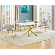 Best Quality Furniture Rectangular White Faux Marble Glass Dining Set