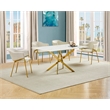 Best Quality Furniture Rectangular White Faux Marble Glass Dining Set