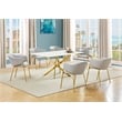 Best Quality Furniture Rectangular White Faux Marble Glass Dining Set