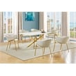 Best Quality Furniture Rectangular White Faux Marble Glass Dining Set
