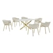 Best Quality Furniture Rectangular White Faux Marble Glass Dining Set