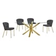 Best Quality Furniture Rectangular Clear Glass Dining Set with Fluffy Chairs