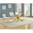 Best Quality Furniture Rectangular Clear Glass Dining Set with Fluffy Chairs