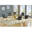 Best Quality Furniture Rectangular Clear Glass Dining Set with Fluffy Chairs