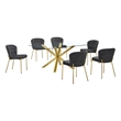 Best Quality Furniture Rectangular Clear Glass Dining Set with Fluffy Chairs
