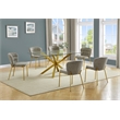 Best Quality Furniture Rectangular Clear Glass Dining Set with Fluffy Chairs