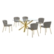 Best Quality Furniture Rectangular Clear Glass Dining Set with Fluffy Chairs