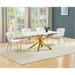 Best Quality Furniture Rectangular White Faux Marble Glass Dining Set