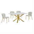 Best Quality Furniture Rectangular White Faux Marble Glass Dining Set