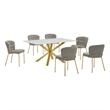 Best Quality Furniture Rectangular White Faux Marble Glass Dining Set