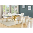 Best Quality Furniture Rectangular White Faux Marble Glass Dining Set