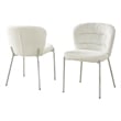 Best Quality Furniture Cream Fluffy Checker Textured Fabric Side Chairs