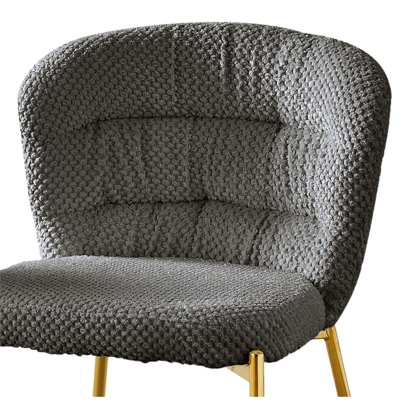 Best Quality Furniture Dark Gray Fluffy Checker Textured Fabric Side Chairs