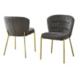 Best Quality Furniture Dark Gray Fluffy Checker Textured Fabric Side Chairs