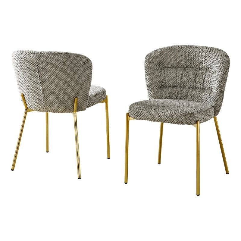 Best Quality Furniture Gray Fluffy Checker Textured Fabric Side Chairs