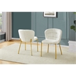Best Quality Furniture Cream Fluffy Checker Textured Fabric Side Chairs