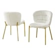 Best Quality Furniture Cream Fluffy Checker Textured Fabric Side Chairs