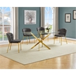 Best Quality Furniture Rectangular Clear Glass Dining Set with Fluffy Chairs