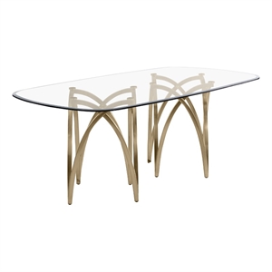 Best Quality Furniture 78&quot x 42&quot Rounded Rectangular Clear Glass Dining Table