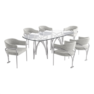 Best Quality Furniture 78&quot x 42&quot Rounded Rectangular Clear Glass Dining Set