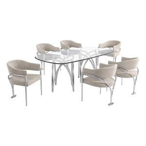 Best Quality Furniture 78&quot x 42&quot Rounded Rectangular Clear Glass Dining Set