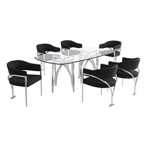 Best Quality Furniture 78&quot x 42&quot Rounded Rectangular Clear Glass Dining Set