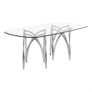 Best Quality Furniture 78&quot x 42&quot Rounded Rectangular Clear Glass Dining Table