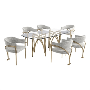 Best Quality Furniture 78&quot x 42&quot Rounded Rectangular Clear Glass Dining Set