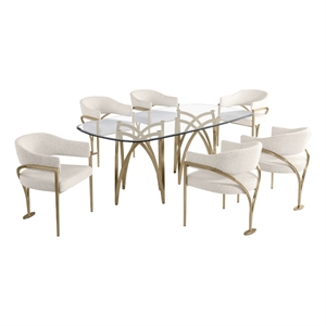 Best Quality Furniture 78&quot x 42&quot Rounded Rectangular Clear Glass Dining Set