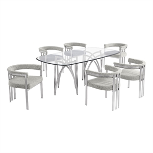 Best Quality Furniture 78&quot x 42&quot Rounded Rectangular Clear Glass Dining Set