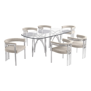 Best Quality Furniture 78&quot x 42&quot Rounded Rectangular Clear Glass Dining Set