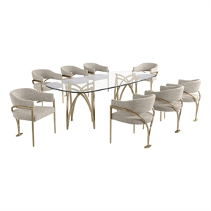 Best Quality Furniture 94&quot x 46&quot Rounded Rectangular Clear Glass Dining Set
