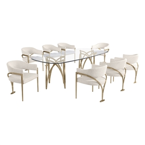 Best Quality Furniture 94&quot x 46&quot Rounded Rectangular Clear Glass Dining Set