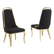 Best Quality Furniture Black Boucle Fabric Side Chairs w Gold Chrome Frame