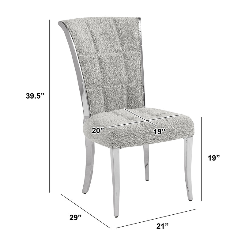 Best Quality Furniture Rich Gray Boucle Fabric Side Chairs with Chrome Frame