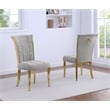 Best Quality Furniture Rich Gray Boucle Fabric Side Chairs w Gold Chrome Frame